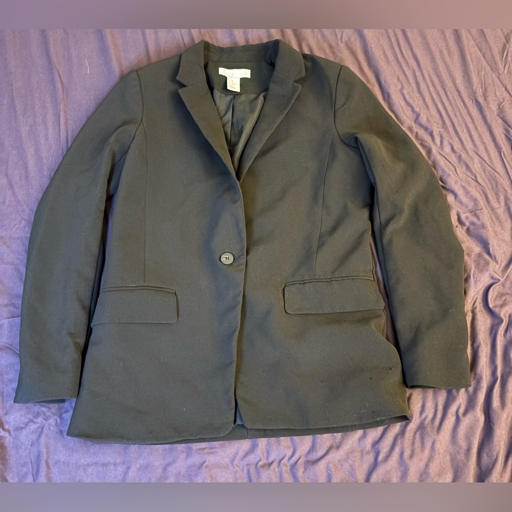 H&M Women’s Black One Button Blazer Size 6 Small READ